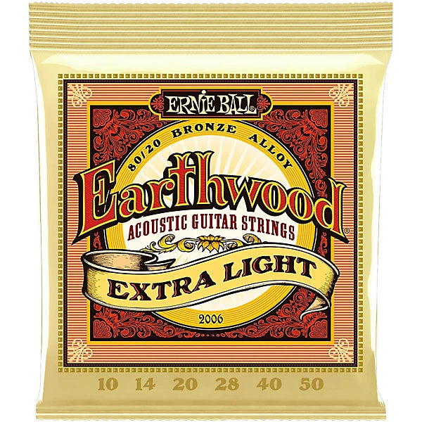 Ernie Ball Earthwood Extra Light 80/20 Bronze Acoustic Guitar Strings - 10-50 Gague