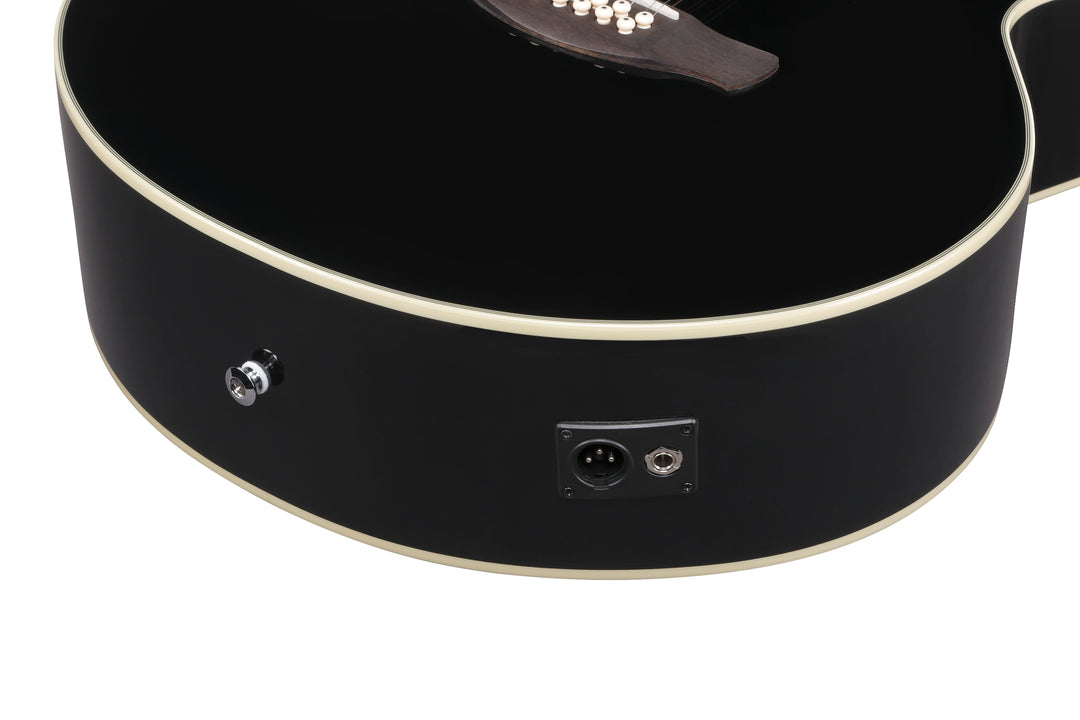 banez Artwood AJ7012M1EBK 12-String Acoustic-Electric Guitar (Black High Gloss)