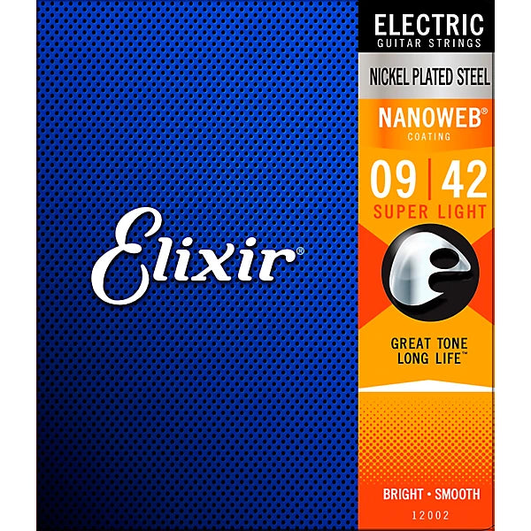 Elixer Nickel Plated Stell with Nanoweb Coating - Super Light .009 - .042