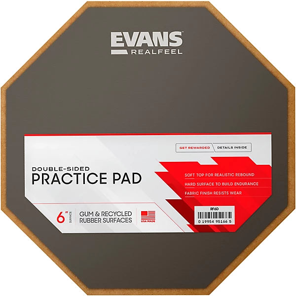 Evans RealFeel 2-Sided Speed and Workout Drum Pad Gray 6 in.