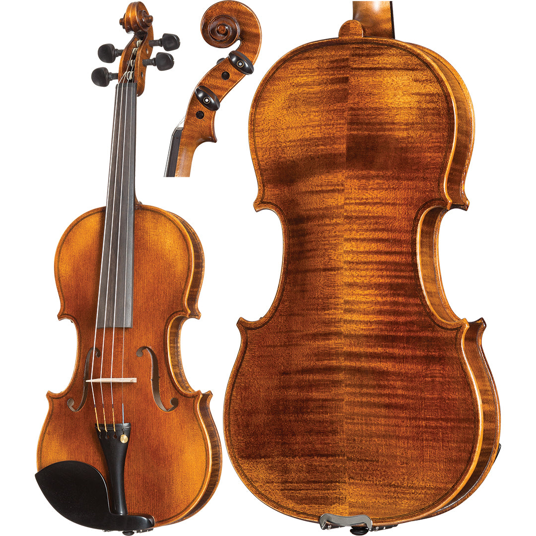 4/4 German Strad Model Violin – Moderate Flame, Softly Shaded Orange-Red Varnish