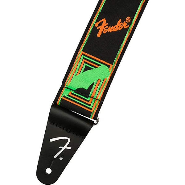 Fender Neon Monogrammed Strap Green and Orange 2 in.