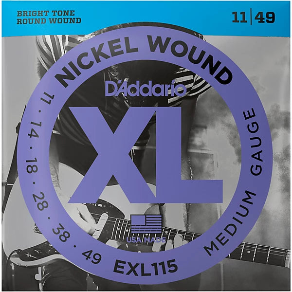 D’Addario EXL115 Nickel Wound Electric Guitar Strings (11-49)