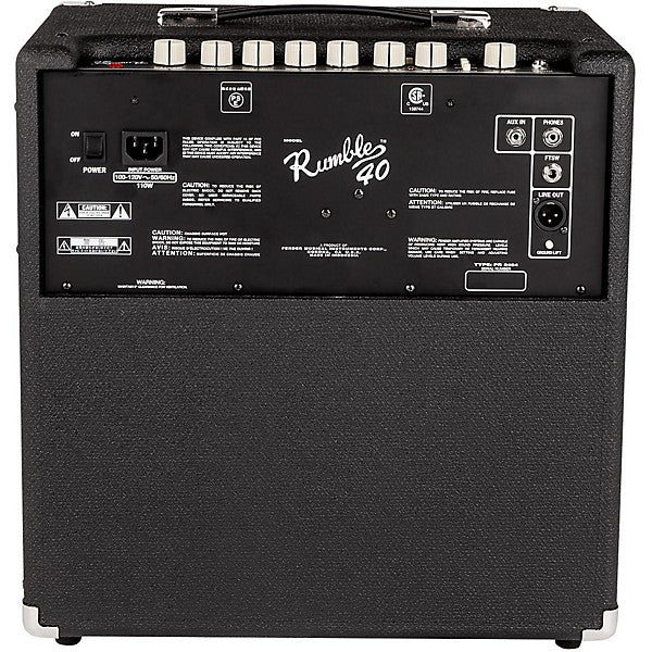 Fender Rumble 40 V3 120V Bass Combo Amp – 40W, 10" Speaker, Overdrive Circuit, Black/Silver