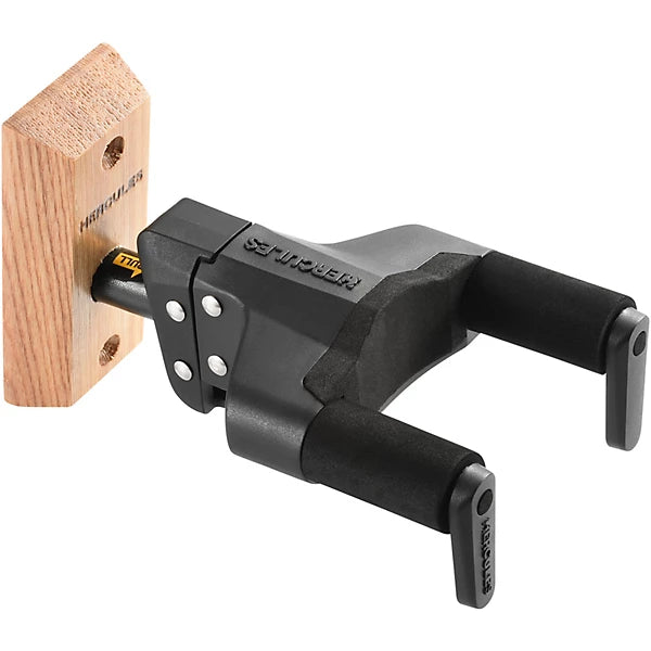 Hercules GSP38WB PLUS Auto Grip System (AGS) Guitar Wall Hanger Short Arm, Wooden Base Hercules