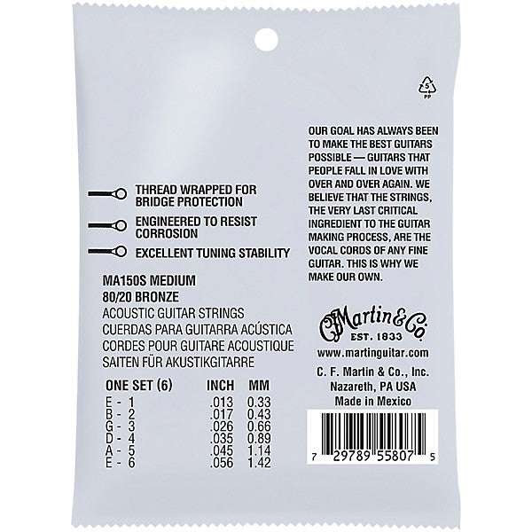 Martin MA150S Authentic Acoustic Marquis® Silked 80/20 Bronze Medium Strings (13-56) - Pecknel Music
