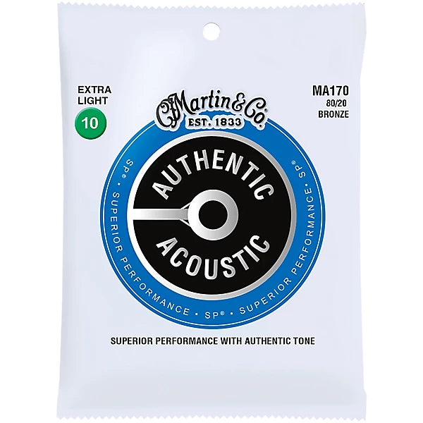 Martin MA170 Authentic Acoustic 80/20 Bronze Extra Light Guitar Strings Martin