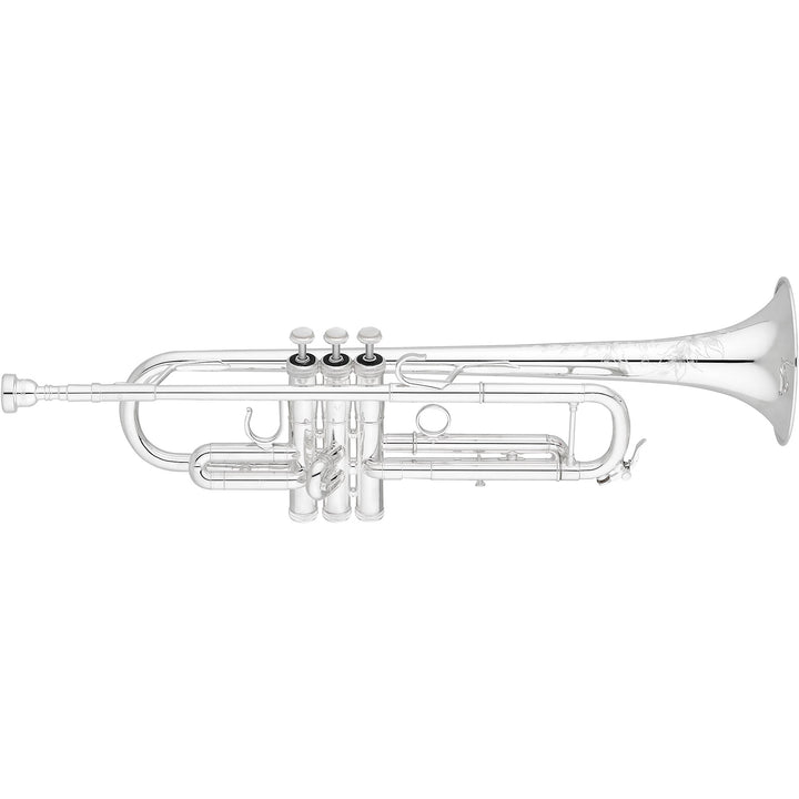 Silver trumpet on a white background