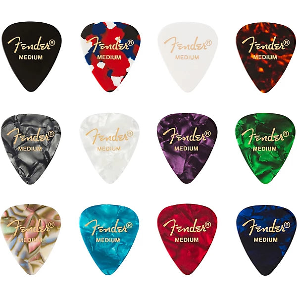 Fender 351 Shape Celluloid Medley Guitar Picks Medium 12 Pack Fender