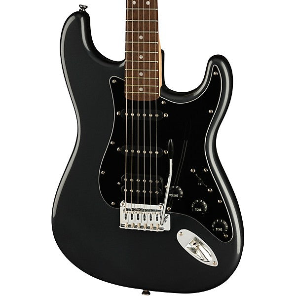 Squier Affinity Series Stratocaster HSS Electric Guitar Pack With Fender Frontman 15G Amp Charcoal Frost Metallic