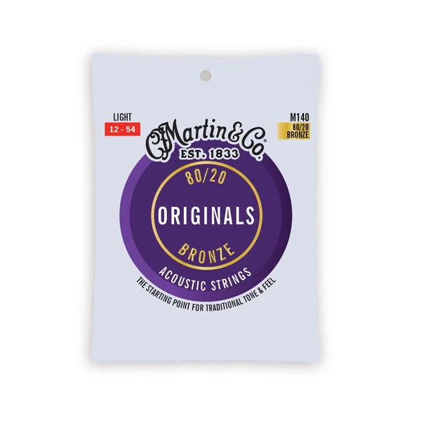 Martin MAM140 Originals Light 80/20 Bronze Acoustic Guitar Strings (12‑53)