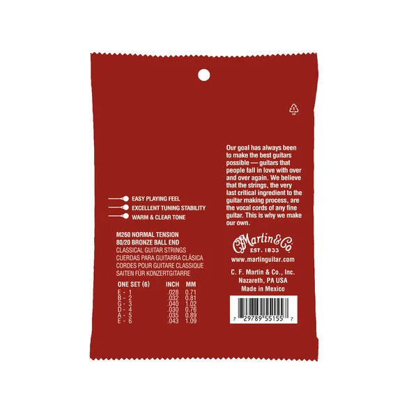 Martin MAM260 Classical Guitar Strings – Normal Tension Nylon