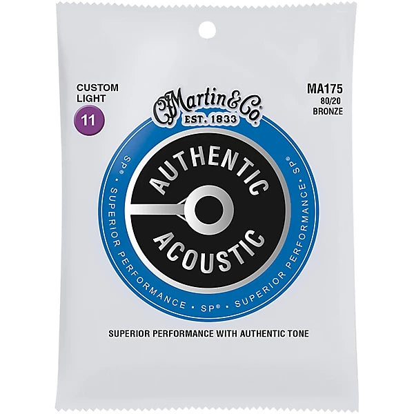 Martin MA175 SP 80/20 Bronze Custom-Light Authentic Acoustic Guitar Strings Martin