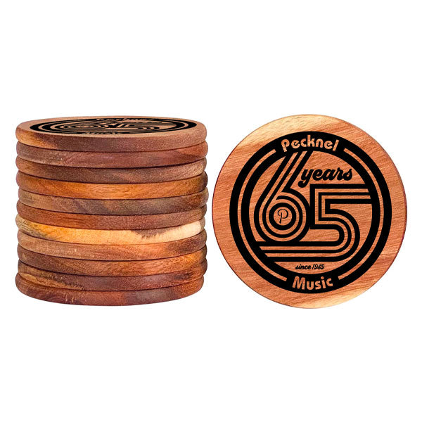 Round Wooden 65th Anniversary Coasters - Set of 4