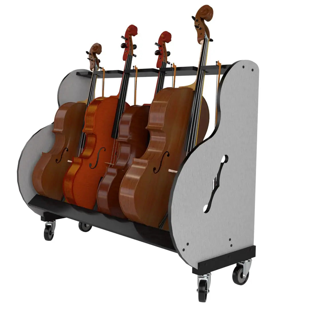 A&S BR4 Mobile Cello Rack – Holds 4 Cellos, Fits Through 32